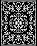 Classic White Floral Scrollwork Pattern Rug