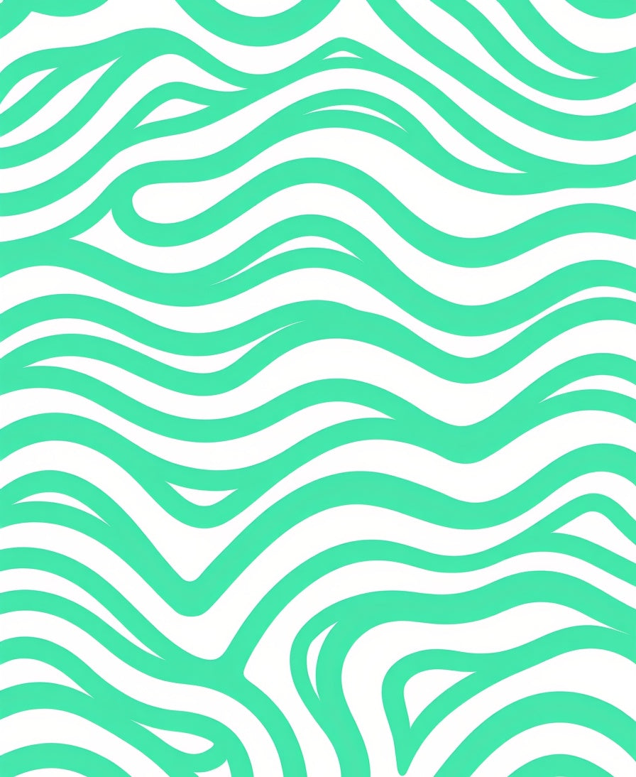 Curved Aqua Wave Pattern Rug