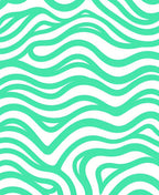 Curved Aqua Wave Pattern Rug