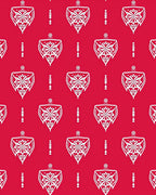White Floral Shield Pattern Red Rug
