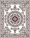 Intricate Scrollwork Floral Border Design Rug