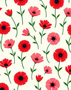Red Pink Floral Pattern Rug