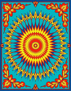 Vibrant Sunburst Floral Mandala Rug