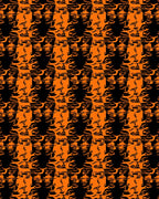 Orange Black Abstract Figures Pattern Rug