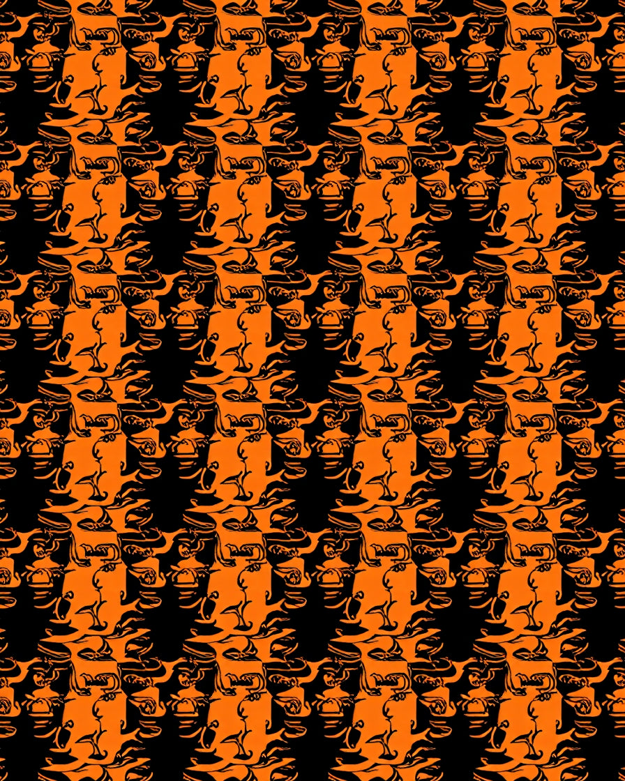 Orange Black Abstract Figures Pattern Rug