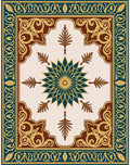 Elegant Teal Gold Floral Medallion Rug