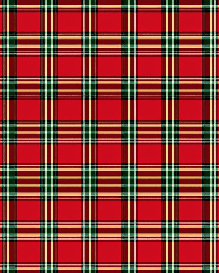 Classic Red Plaid Pattern Rug