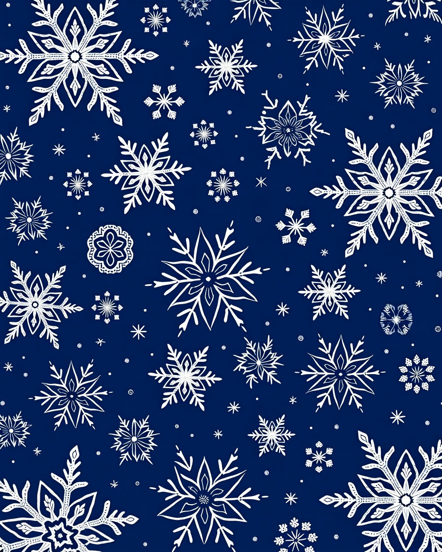 White Snowflakes On Dark Blue Design Rug