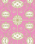 Pink Gold Decorative Scroll Pattern Rug