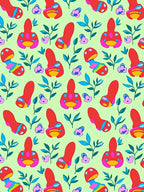 Whimsical Floral And Fungi Pattern Rug