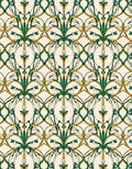 Art Nouveau Green Gold Floral Pattern Rug