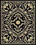 Black Gold Floral Symmetry Pattern Rug
