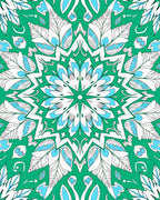 Green White Blue Mandala Pattern Rug