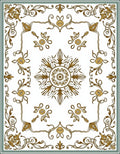 Ornate Golden Floral Scrollwork Design Rug