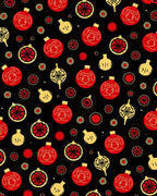 Red Yellow Festive Ornament Pattern Rug