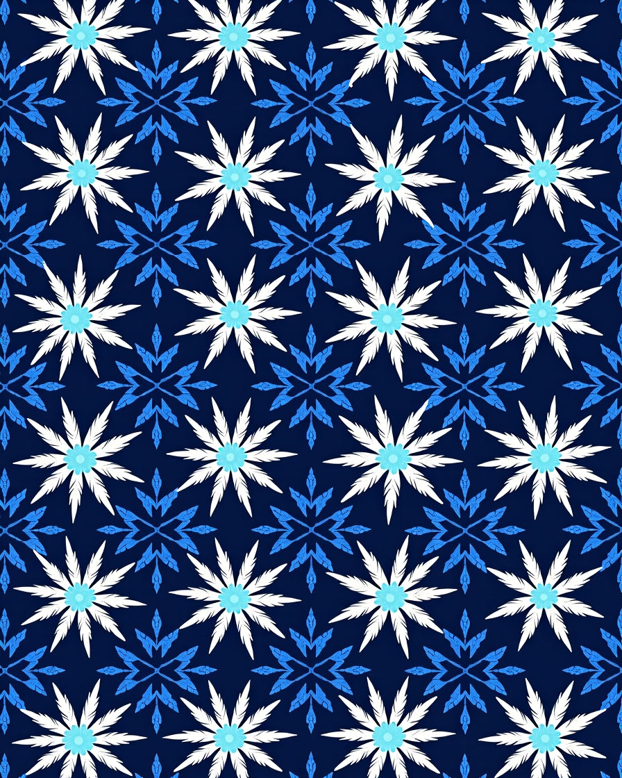 Navy Blue White Starburst Snowflake Rug