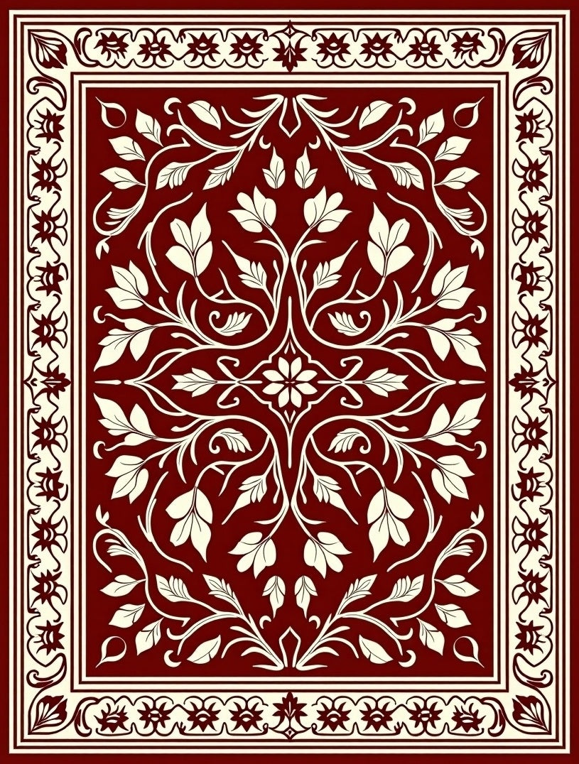 Classic Red Floral Scroll Rug