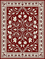Classic Red Floral Scroll Rug