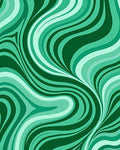 Green Swirling Abstract Pattern Rug