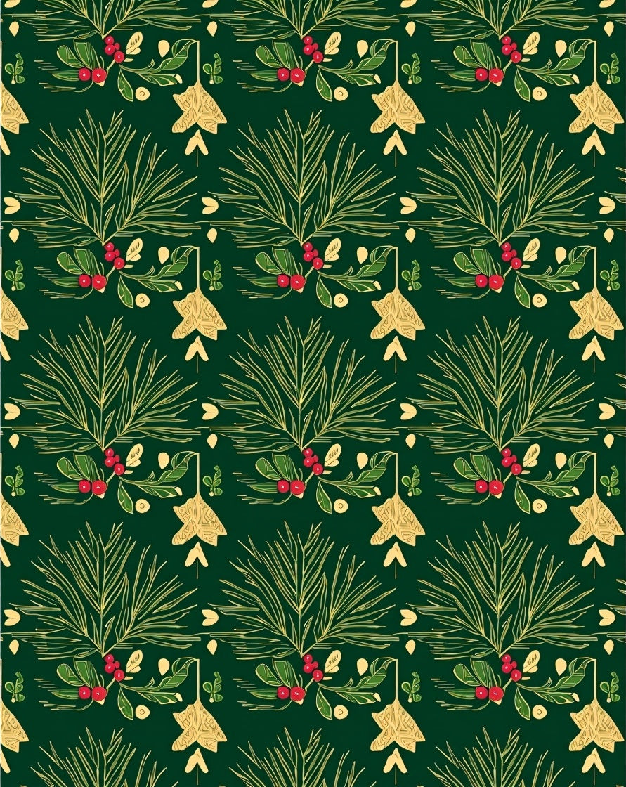 Festive Pine Berry Star Pattern Rug