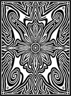 Bold Ink Floral Scroll Pattern Rug