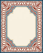 Ornate Red Blue Border Design Rug