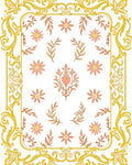 Golden Ornamental Floral Pattern Rug