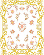 Golden Ornamental Floral Pattern Rug