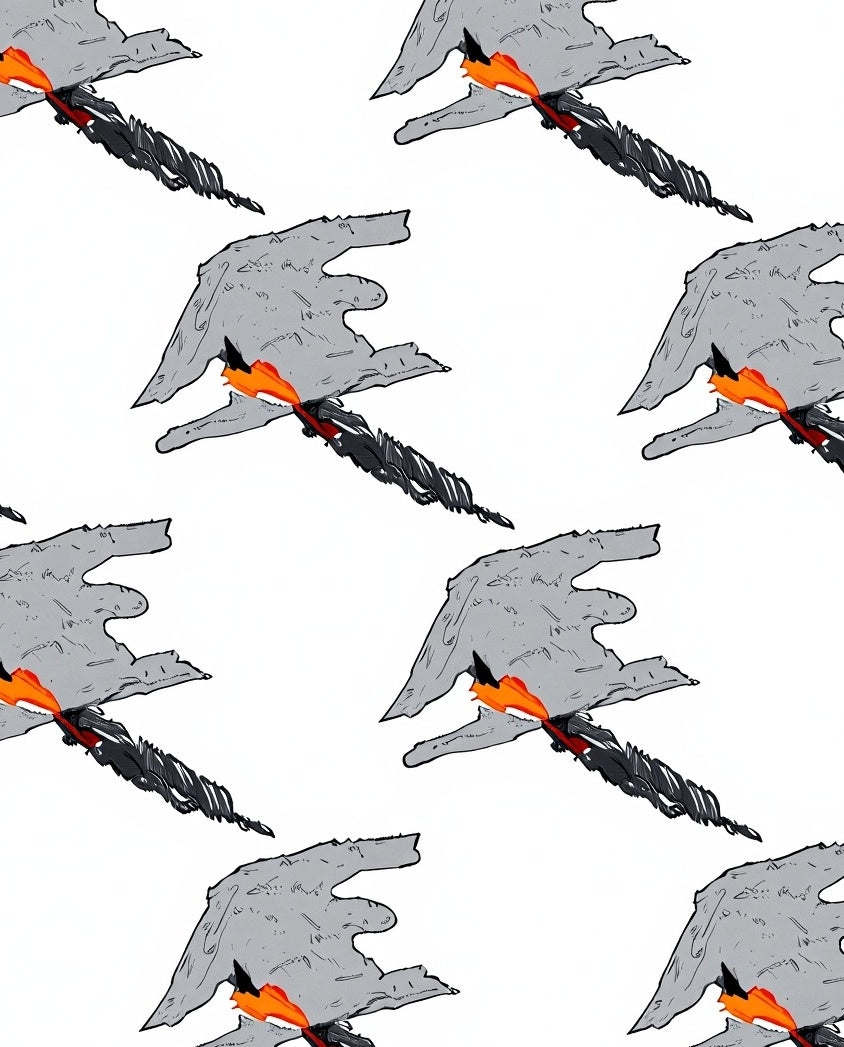 Abstract Fire Winged Shape Rug