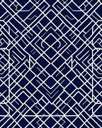 Art Deco Deep Blue Geometric Pattern Rug
