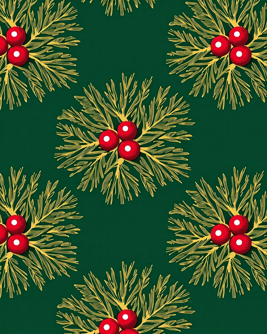 Festive Holly Berry Pattern Design Rug