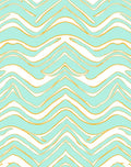Wavy Teal Yellow Striped Pattern Rug