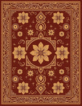 Rich Crimson Gold Floral Pattern Rug