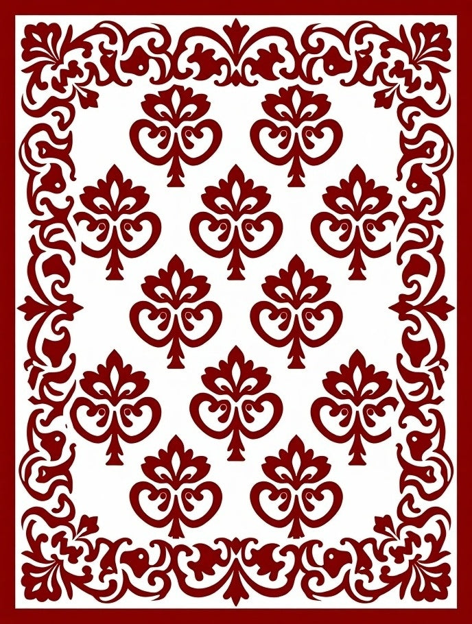 Rich Red Damask Ornamental Pattern Rug