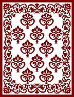 Rich Red Damask Ornamental Pattern Rug