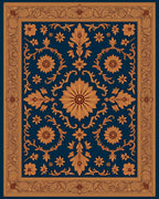 Intricate Golden Floral Border Rug