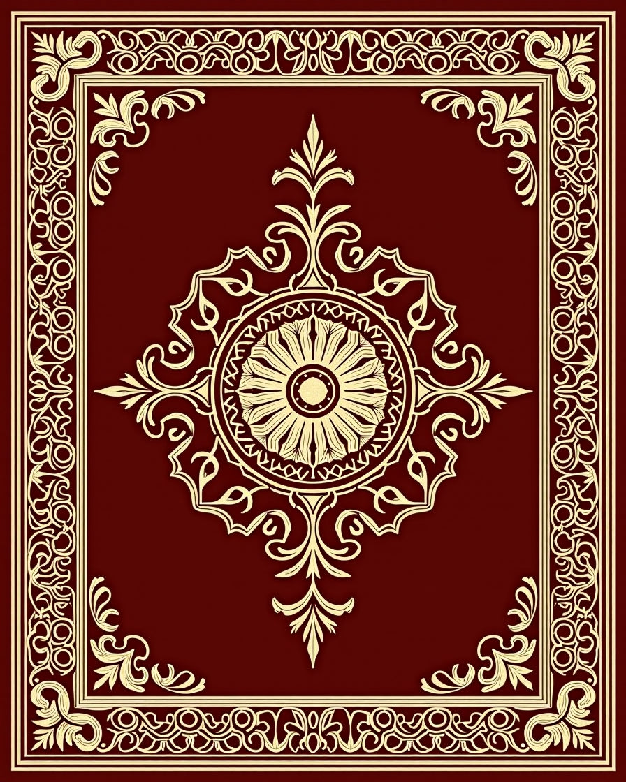 Elegant Vintage Floral Border Design Rug