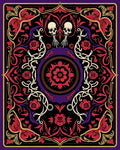 Ornate Skull Rose Floral Pattern Rug
