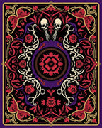 Ornate Skull Rose Floral Pattern Rug