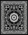 Ornate Floral Sunburst Black White Rug