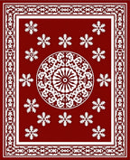 Traditional Snowflake Medallion Border Design Rug