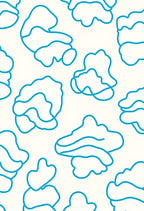 Abstract Blue Curvy Outline Pattern Rug