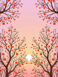 Orange Fruit Tree Silhouette Sunset Rug