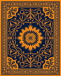 OrangeFloral Intricate Pattern Rug