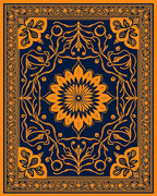 OrangeFloral Intricate Pattern Rug