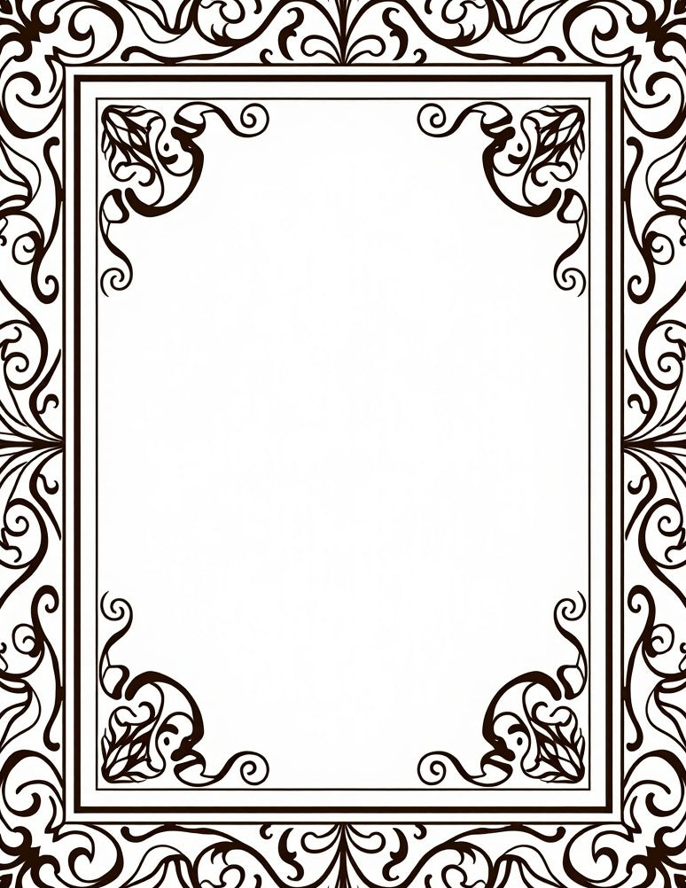 Ornate Scrollwork Black Vintage Frame Rug