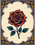 Bold Orange Rose Floral Border Design Rug