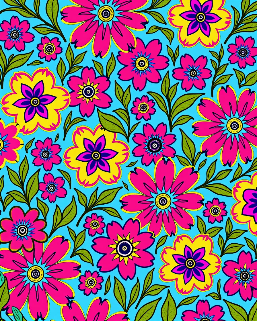 Vibrant Floral Print With Bright Hues Rug