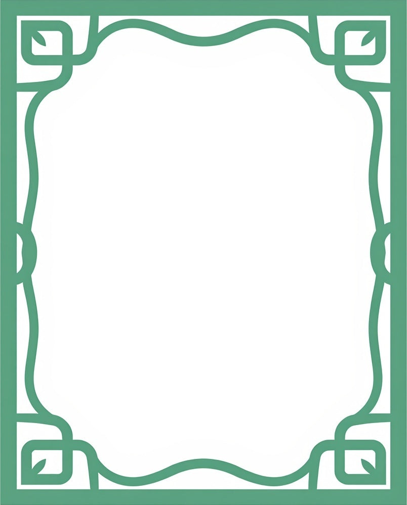 Elegant Mint Green Scrollwork Frame Rug