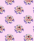 Whimsical Rose Pattern With Skull Eyes Rug